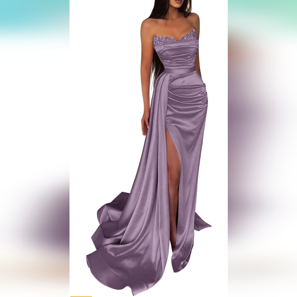 Beaded Mermaid Prom Dresses Mauve / lilac